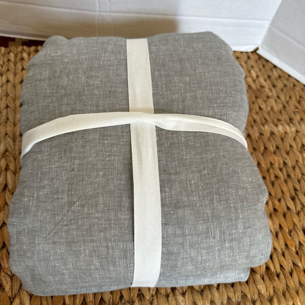 Pottery Barn Gray Belgian Flax Linen Duvet Cover - Picture 6 of 9